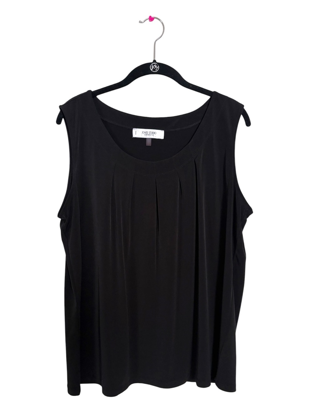 Jones Studio | Black Pleated Sleeveless Tank Blouse | 1X
